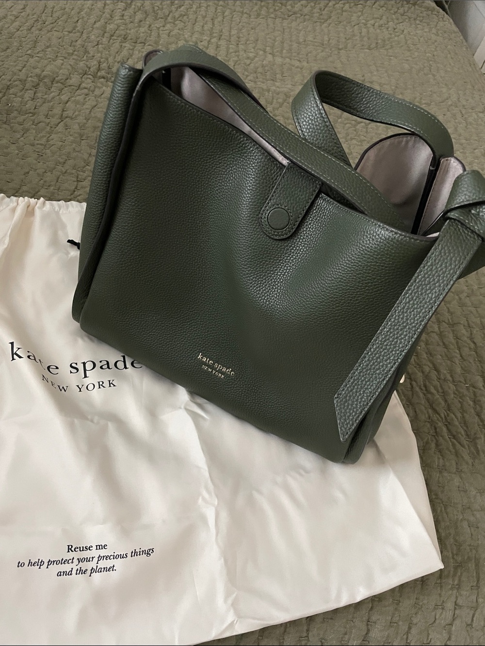 Kate Spade V095 Knott Leather Large Shoulder Bag, Green
